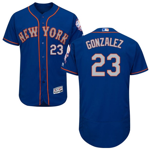 Mets #23 Adrian Gonzalez Blue(Grey NO.) Flexbase Authentic Collection Stitched MLB Jersey